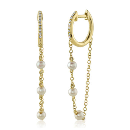 Diamond & Cultured Pearl Huggie Earring