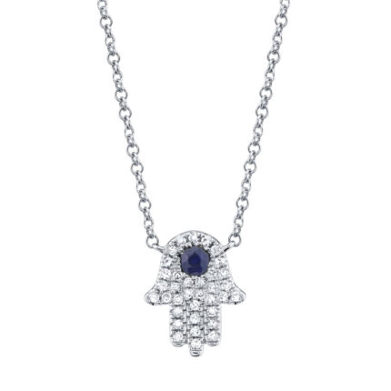 Blue Sapphire Hamsa Necklace