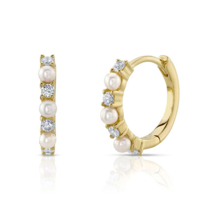 Diamond & Cultured Pearl Huggie Earring