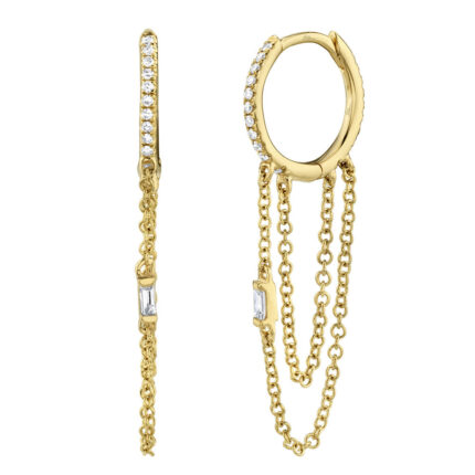 Diamond Baguette Huggie Earring