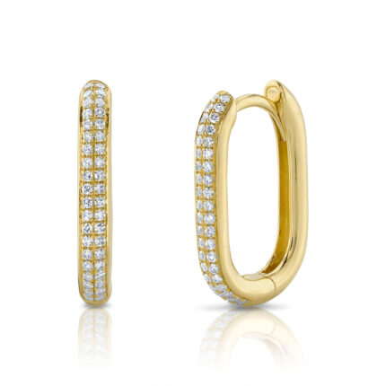 Diamond Oblong Hoop Earring