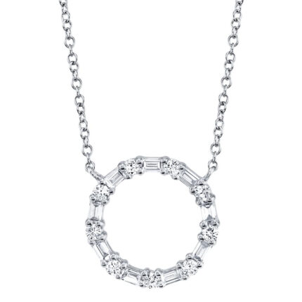 Diamond Baguette Circle Necklace