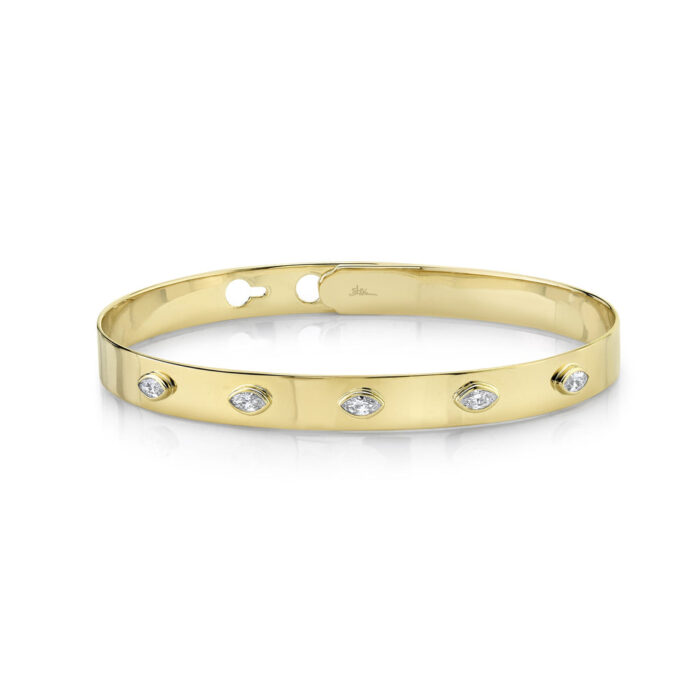 Diamond Marquise Bezel Latch Lock Bangle