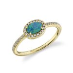 Diamond & 0.33 Ct Opal Ring