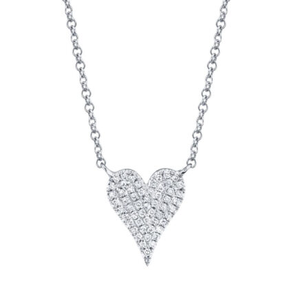 Diamond Pave Heart Pendant Necklace - Small