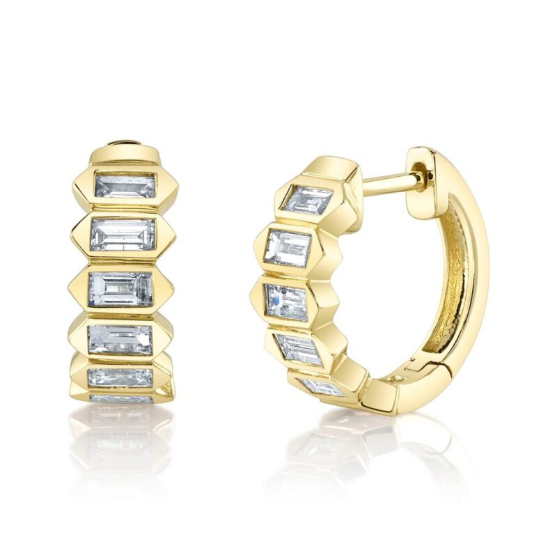 0.65Ct Diamond Baguette Huggie Earring