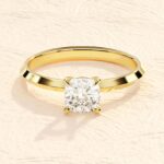 Cushion Cut 14K Solid Gold Engagement Ring 4ct Lab Grown Diamond