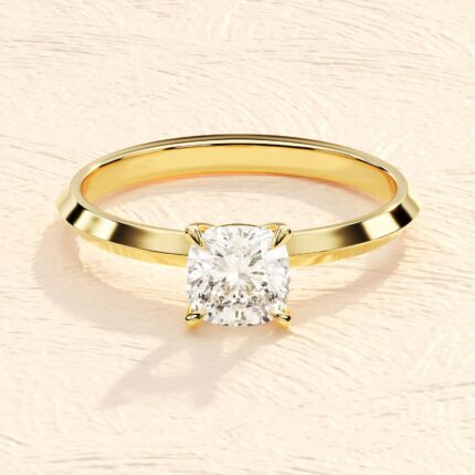 Cushion Cut 14K Solid Gold Engagement Ring 4ct Lab Grown Diamond