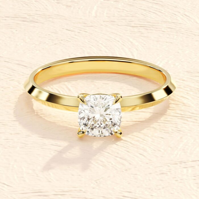 Cushion Cut 14K Solid Gold Engagement Ring 4ct Lab Grown Diamond