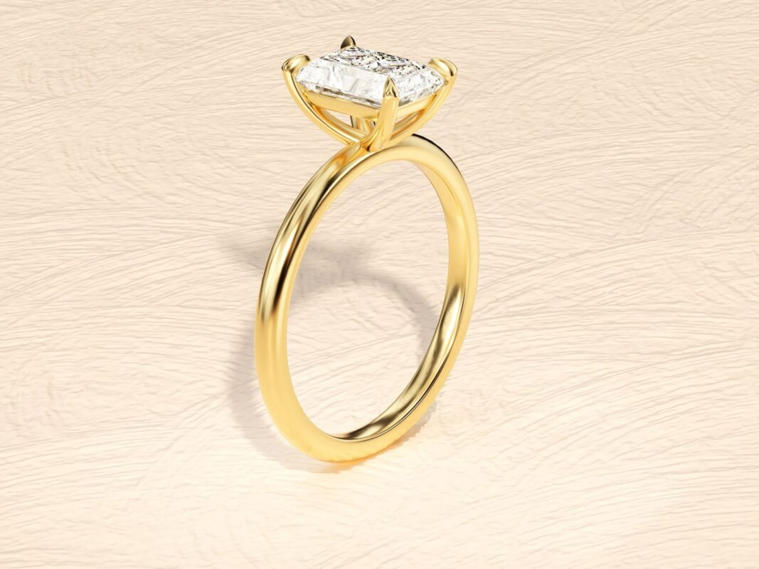 Elongated Cushion Emerald Cut Lab Grown Diamond 3ct Engagement Ring