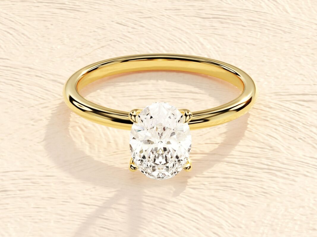 Oval Engagement Ring in 14k Solid Gold / 1 ct Oval Lab Grown Diamond Engagement Rings