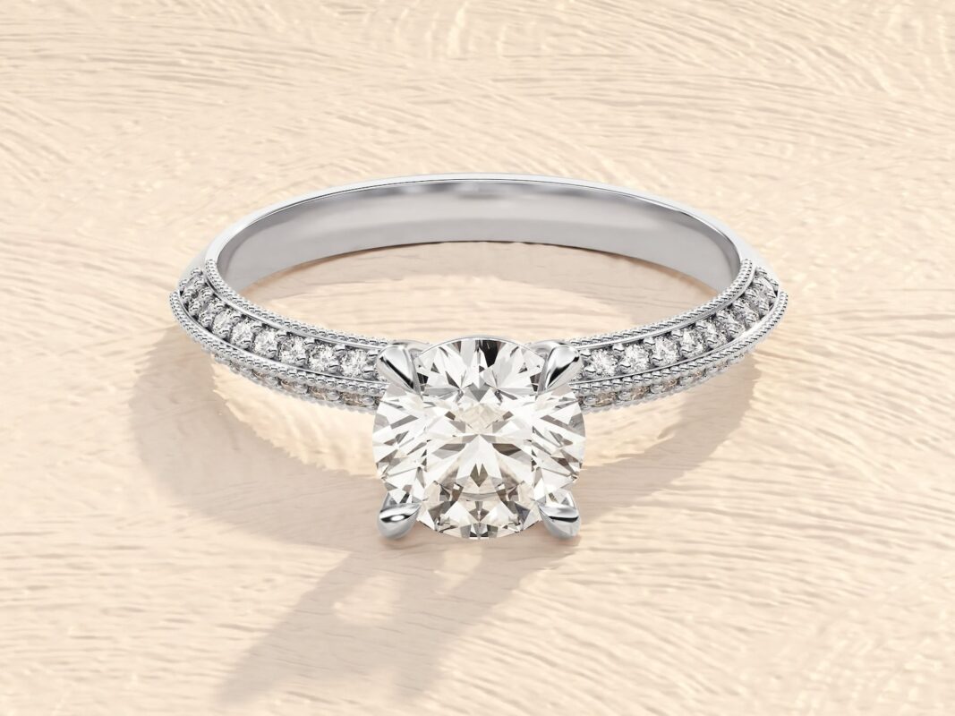 Round Cut 1 ct Lab Grown Diamond Engagement Ring