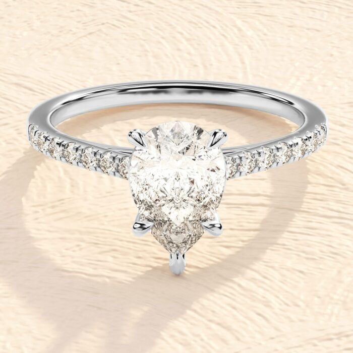 14 K Solid Gold 2.5ct Pear Cut lab Grown Diamond Engagement Ring 1