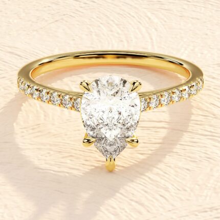 14 K Solid Gold 2.5ct Pear Cut lab Grown Diamond Engagement Ring