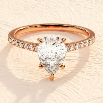 14 K Solid Gold 3.5ct Pear Cut lab Grown Diamond Engagement Ring