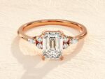 2.5ct Emerald Cut Engagement Ring with Marquise and Round Side Stones