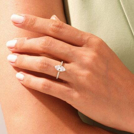 Marquise Cut 2ct 14K Solid Gold Lab Grown Diamond Engagement Ring