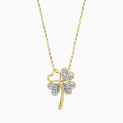 18K Solid Gold 0.12 CT Entwined in Love Diamond Pendant