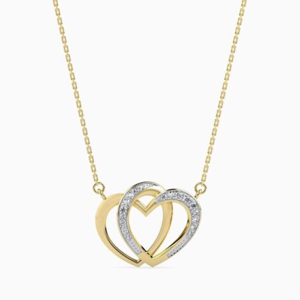 18K Solid Gold 0.11 CT Diamond Necklace with Chain