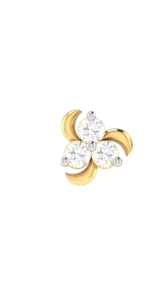 18K Solid Gold 0.08CT Trinity Diamond Nose Pin