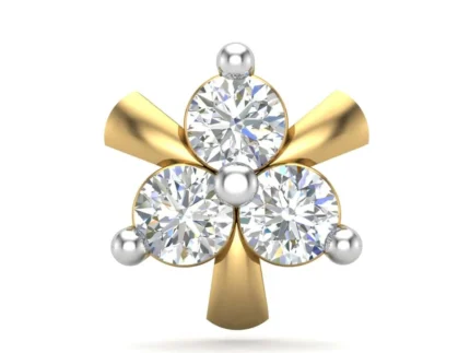 18K Solid Gold 0.06CT Blooming Petal Diamond Nose Pin