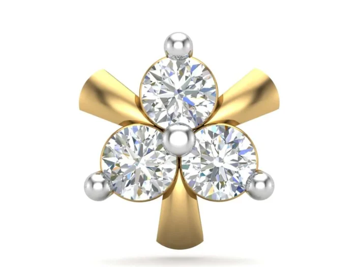 18K Solid Gold 0.06CT Blooming Petal Diamond Nose Pin
