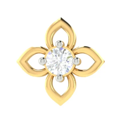 18K Solid Gold 0.20CT Symmetrical Petals Diamond Nose Pin