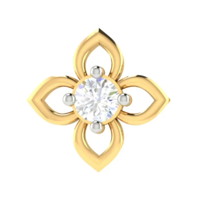 18K Solid Gold 0.20CT Symmetrical Petals Diamond Nose Pin