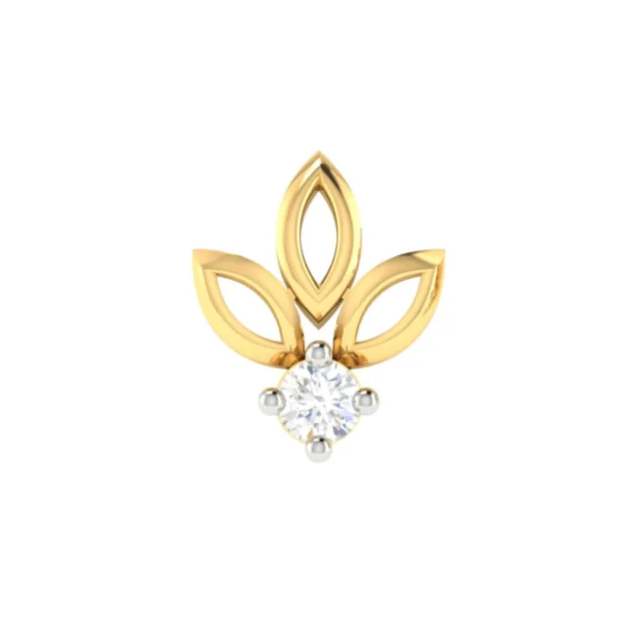 18K Solid Gold 0.05CT Quadrelle Diamond Nose Pin