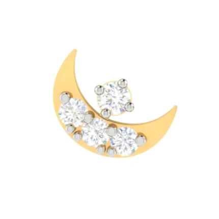 18K Solid Gold 0.06 CT Cauldron Diamond Nose Pin