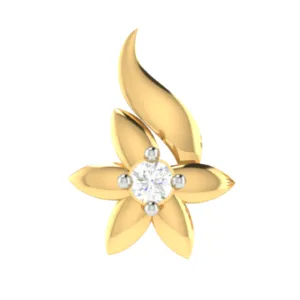 18K Solid Gold 0.01CT Twisted Ends Diamond Nose Pin