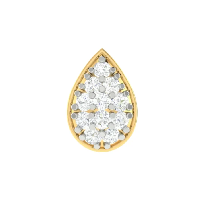 18K Solid Gold 0.08CT Guarded Angel Nose Pin