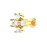 18K Solid Gold 0.08 CT Ominous Nose Pin