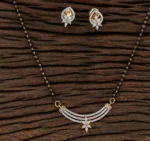 18K Solid Gold 02 CT Zircon Bridal Mangalsutra Jewelry