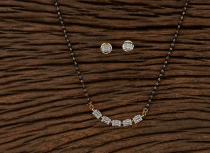18K Solid Gold 2 CT Elegant Zircon Bridal Mangalsutra Chain