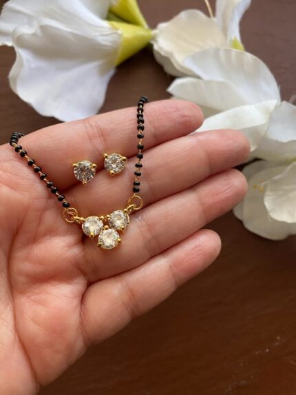 18K Solid Gold 1CT Bridal Diamond Studded Mangalsutra
