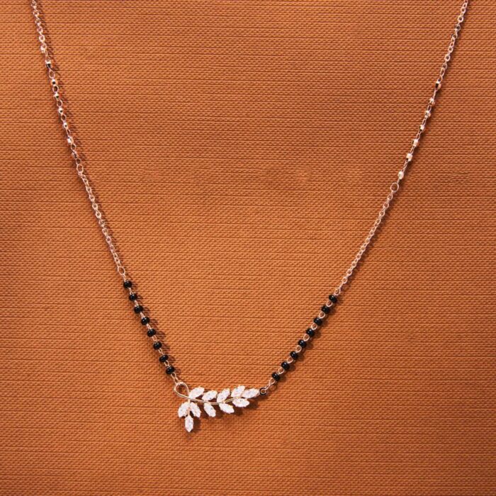18K Solid Gold 02 CT Rose Gold Diamond Tanmaniya Necklace