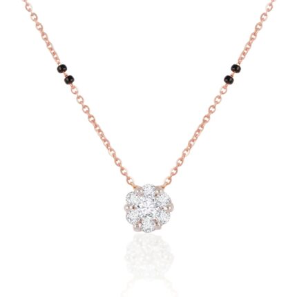 18K Solid Gold 02 CT Dainty Diamond Cluster Mangalsutra