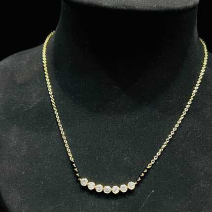 18K Solid Gold 1.02 CT Elegant Bezel-Set Natural Diamond Mangalsutra