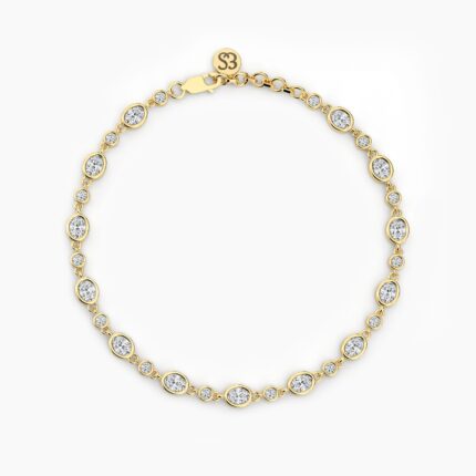 18K Solid Gold 1.75CT to 2.75CT Oval Cut Diamond Tennis Bracelet