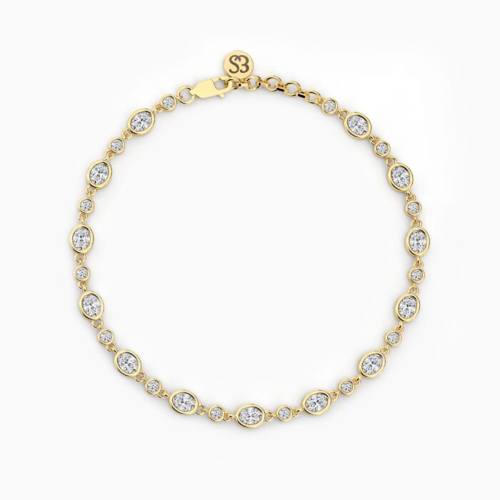 18K Solid Gold 1.75CT to 2.75CT Oval Cut Diamond Tennis Bracelet
