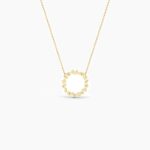 18K Solid Gold 1.33Ct Diamond Cluster Circle Necklace