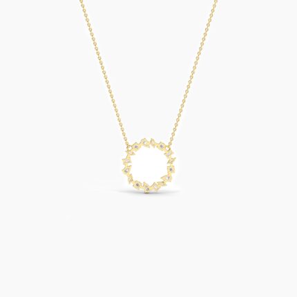 18K Solid Gold 1.33Ct Diamond Cluster Circle Necklace