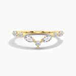 18K Solid Gold 0.82CT Curved Diamond Wedding Band