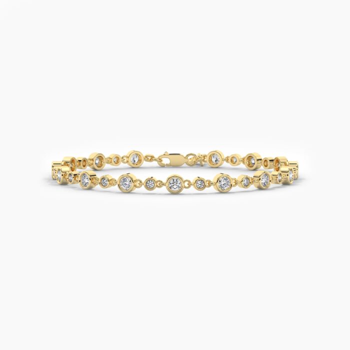 18K Solid Gold 1.00CT to1.70CT Round Cut Diamond Tennis Bracelet