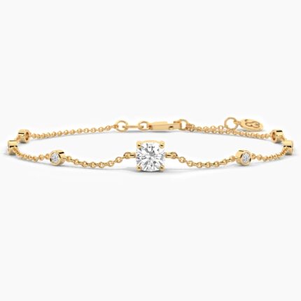 18K Solid Gold 1.15CT Cushion Cut Diamond By-the-Yard Bracelet