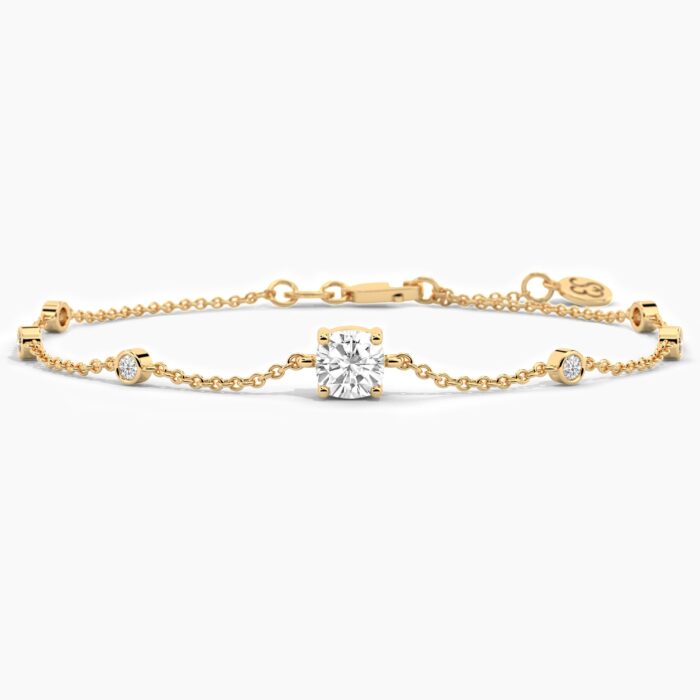 18K Solid Gold 1.15CT Cushion Cut Diamond By-the-Yard Bracelet