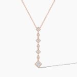 18K Solid Gold 1.15 Ct Classic & Round Cut Diamond Lariat Drop Necklace
