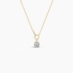 18K Solid Gold 1.03Ct Round Diamond Interlocking Solitaire Necklace