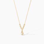 18K Solid Gold Heart & Pear Cut Diamond Drop Necklace